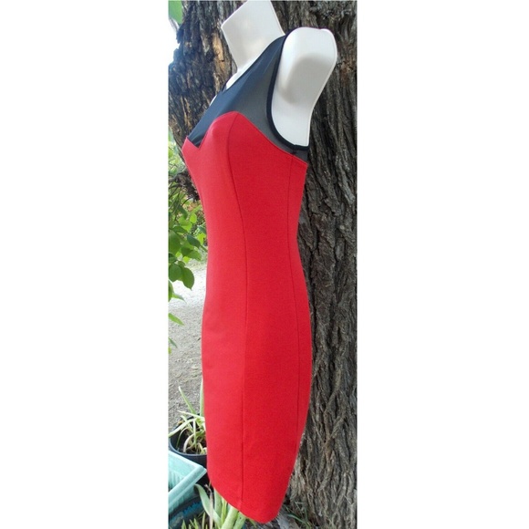 Forever 21-Red Figure Hugging Dress/Illusion Mesh - Picture 3 of 6